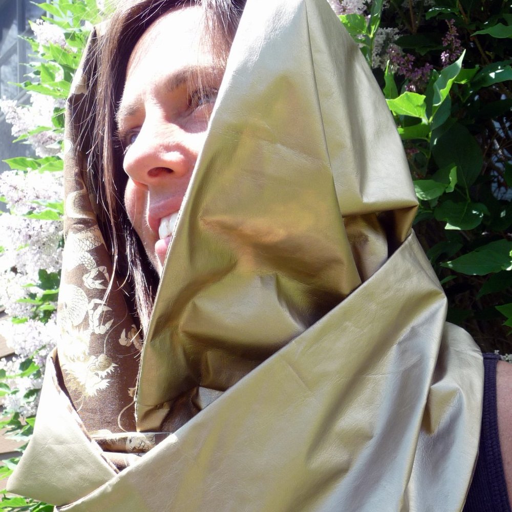 Reversible Dragon Print Infinity Scarf Hood